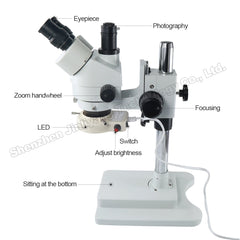 Double Boom Adjustable Stand Zoom Simul Focal Trinocular Stereo Microscope For Industrial PCB Inspection Repair 3.5X 7X 45X 90X