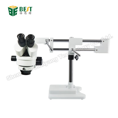 Double Boom Adjustable Stand Zoom Simul Focal Trinocular Stereo Microscope For Industrial PCB Inspection Repair 3.5X 7X 45X 90X