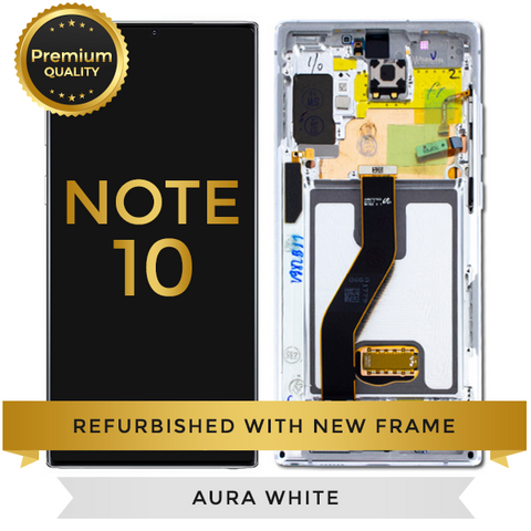 Refurbished Samsung Galaxy Note 10 LCD Digitizer display Assembly with front housing, White