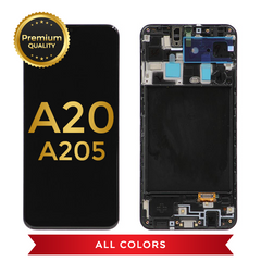 Samsung Galaxy A20 Replacement LCD Screen & Digitizer Assembly With Frame (Black)