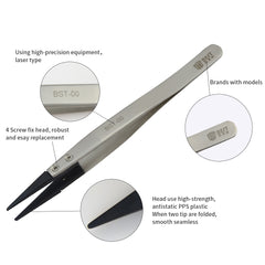 BST-00 Stainless Steel Anti-static tweezers with replaceable fine tip