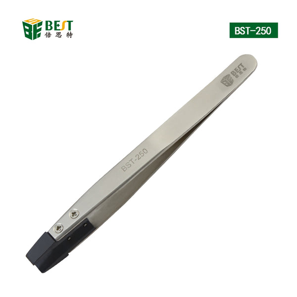 BST-250 ESD Stainless Steel Tweezes with Changeable Flat Ttip