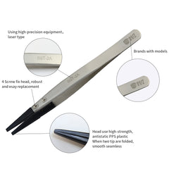 BST-2A Anti-static tweezers with replaceable flat tip