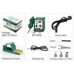 Best 878D 2 in 1 digital display lead-free 110V/220V hot air soldering station