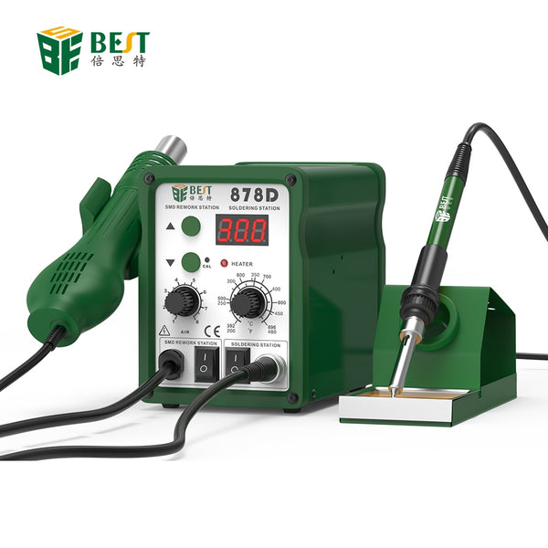 Best 878D 2 in 1 digital display lead-free 110V/220V hot air soldering station