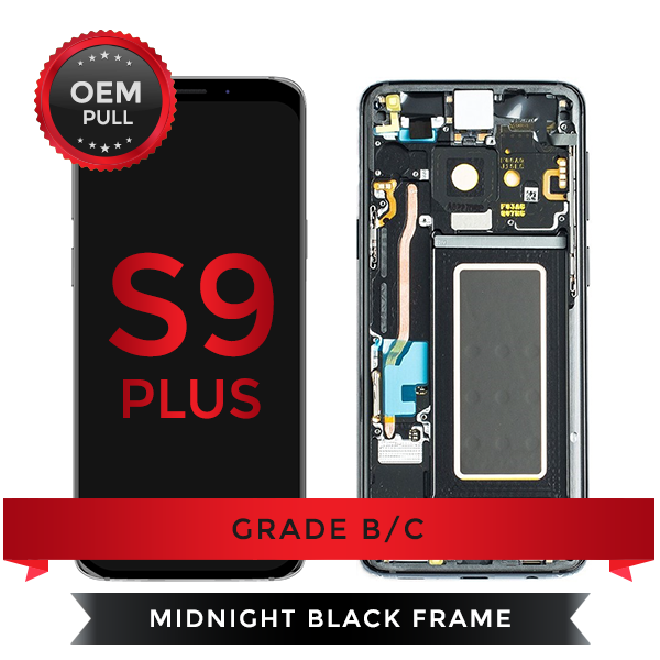 OEM Pulls Grade B/C Samsung Galaxy S9+ LCD Digitizer display assembly with front housing, Black