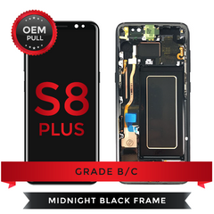 OEM Pulls Grade B/C Samsung Galaxy S8+ LCD Digitizer display assembly with front housing, Black