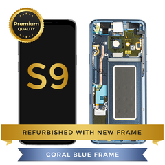 Refurbished Samsung Galaxy S9 LCD Digitizer display assembly with front housing, Blue