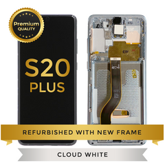 Refurbished Samsung Galaxy S20 Plus LCD Digitizer display assembly with front housing, Cloud White