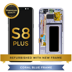 Refurbished Samsung Galaxy S8 Plus LCD Digitizer display assembly with front housing, Blue