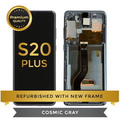 Refurbished Samsung Galaxy S20 Plus LCD Digitizer display assembly with front housing, Cosmic Gray