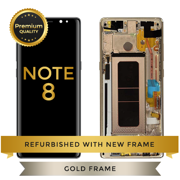 Replacement LCD Digitizer Assembly With Frame, Gold For Samsung Galaxy Note 8