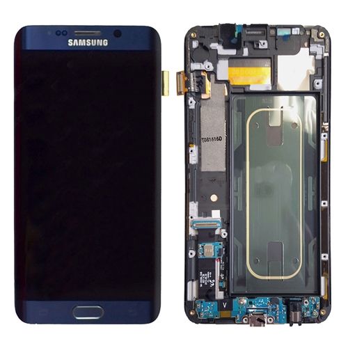 Genuine Samsung Galaxy S6 Edge + Plus LCD Screen & Digitizer Assembly, Blue / Black with Home Button Keypad