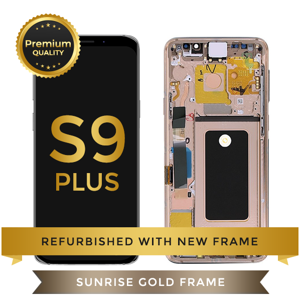 Refurbished Samsung Galaxy S9 Plus LCD Digitizer display assembly with front housing, Gold