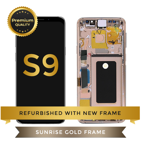 Refurbished Samsung Galaxy S9 LCD Digitizer display assembly with front housing, Gold