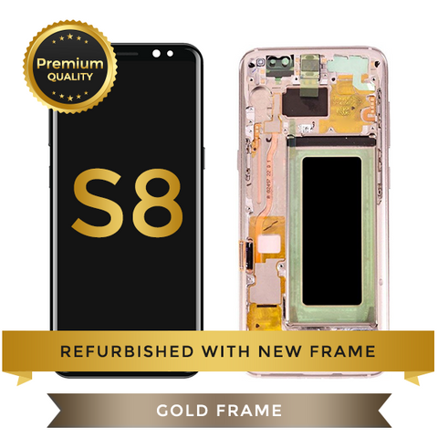 Refurbished Samsung Galaxy S8 LCD Digitizer display assembly with front housing, Gold