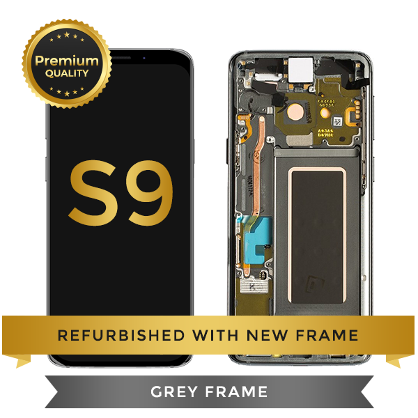 Refurbished Samsung Galaxy S9 LCD Digitizer display assembly with front housing, Grey