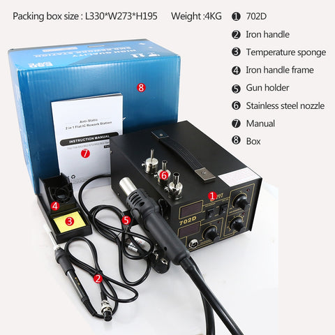 Hot air soldering rework station with digital display BST-702D