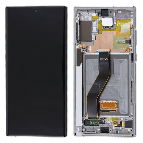 Samsung Galaxy Note 10 Plus LCD Digitizer Assembly With Frame OEM Pulls Grade B/C (Silver)