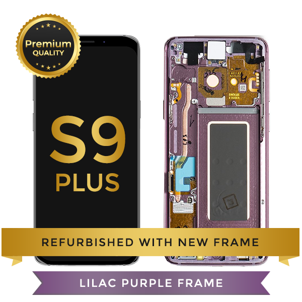 Refurbished Samsung Galaxy S9 Plus LCD Digitizer display assembly with front housing, Purple