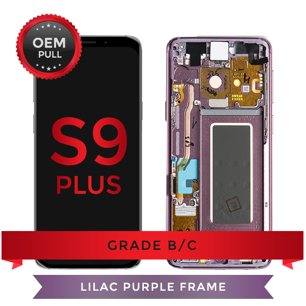 OEM Pulls Grade B/C Samsung Galaxy S9+ LCD Digitizer display assembly with front housing, Purple