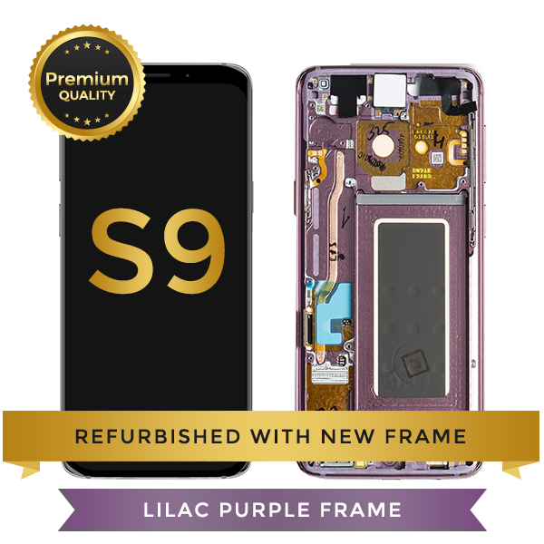 Refurbished Samsung Galaxy S9 LCD Digitizer display assembly with front housing, Purple