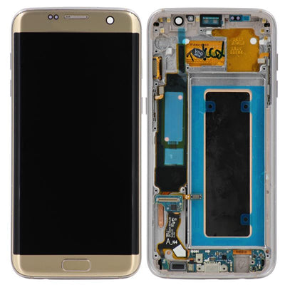Replacement LCD Digitizer Assembly with Frame, Gold for Samsung Galaxy S7 Edge