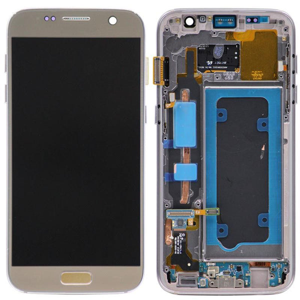 Replacement LCD Digitizer Assembly with Frame, Gold for Samsung Galaxy S7 (US Models Only)