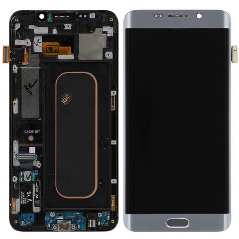 Replacement Samsung Galaxy S6 Edge + Plus LCD Screen & Digitizer Assembly, Silver with Home Button Keypad