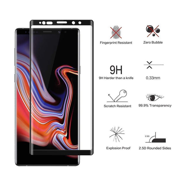 Samsung Galaxy Note 9 3D Full Cover Case Friendly Edge To Edge Tempered Glass (Black)