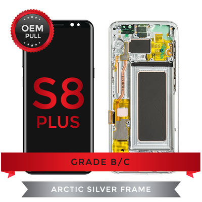 OEM Pulls Grade B/C Samsung Galaxy S8+ LCD Digitizer display assembly with front housing, Silver