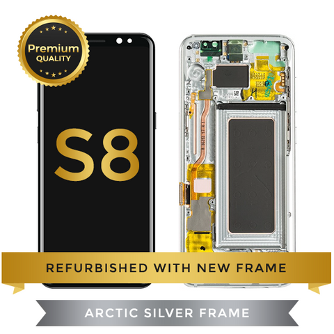 Refurbished Samsung Galaxy S8 LCD Digitizer display assembly with front housing, Silver