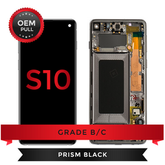 Samsung Galaxy S10 LCD Digitizer display assembly with Frame USED OEM Pulls Grade B/C (Black)