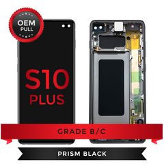 OEM Pulls Grade B/C Samsung Galaxy S10+ LCD Digitizer display assembly with front housing, Black