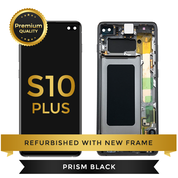 Refurbished Samsung Galaxy S10 Plus LCD Digitizer display assembly with front housing, Black