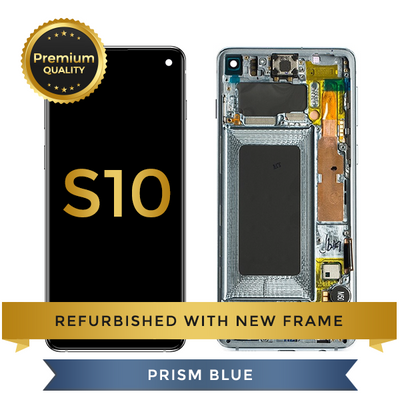 Refurbished Samsung Galaxy S10 LCD Digitizer display assembly with front housing, Blue