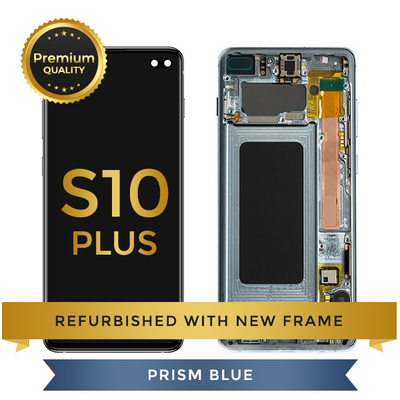 Refurbished Samsung Galaxy S10 Plus LCD Digitizer display assembly with front housing, Prism Blue