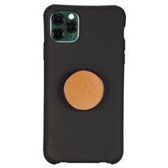 COOLGRIPS GENUINE LIGHT BROWN LEATHER PHONE GRIP AND STAND