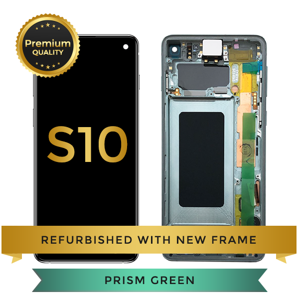 Refurbished Samsung Galaxy S10 LCD Digitizer display assembly with front housing, Green