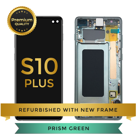 Refurbished Samsung Galaxy S10 Plus LCD Digitizer display assembly with front housing, Green