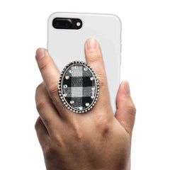 COOLGRIPS JEWEL SERIES CELL PHONE GRIP AND STAND PLAID PENDANT