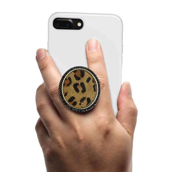 COOLGRIPS JEWEL SERIES CELL PHONE GRIP DARK LEOPARD PENDANT