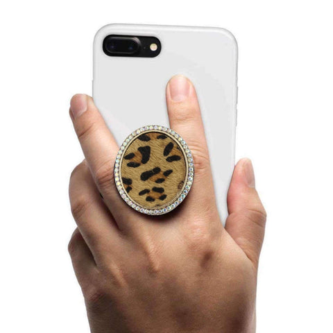 COOLGRIPS JEWEL SERIES CELL PHONE GRIP DARK LEOPARD PENDANT