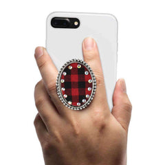 COOLGRIPS JEWEL SERIES CELL PHONE GRIP AND STAND PLAID PENDANT