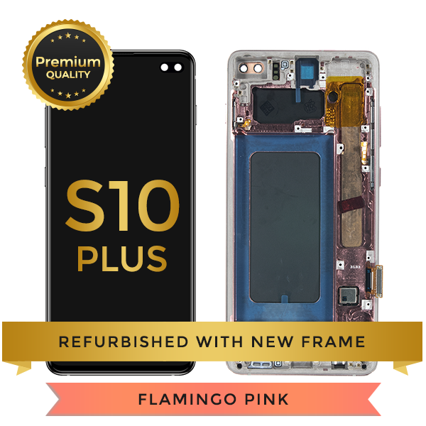 Refurbished Samsung Galaxy S10 Plus LCD Digitizer display assembly with front housing, Pink