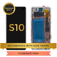 Refurbished Samsung Galaxy S10 LCD Digitizer display assembly with front housing, Pink