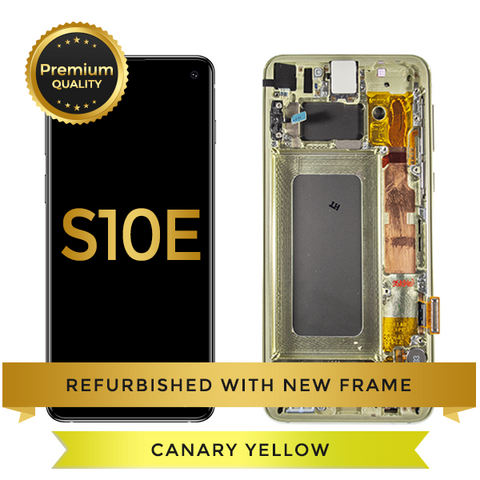 Refurbished Samsung Galaxy S10e LCD Digitizer display assembly with front housing, Yellow